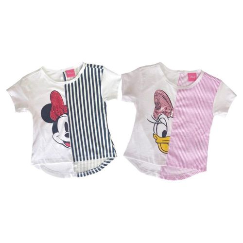 Kit 2 Playeras Minnie Y Daysi Bordadas Con Lentejuela Rosa