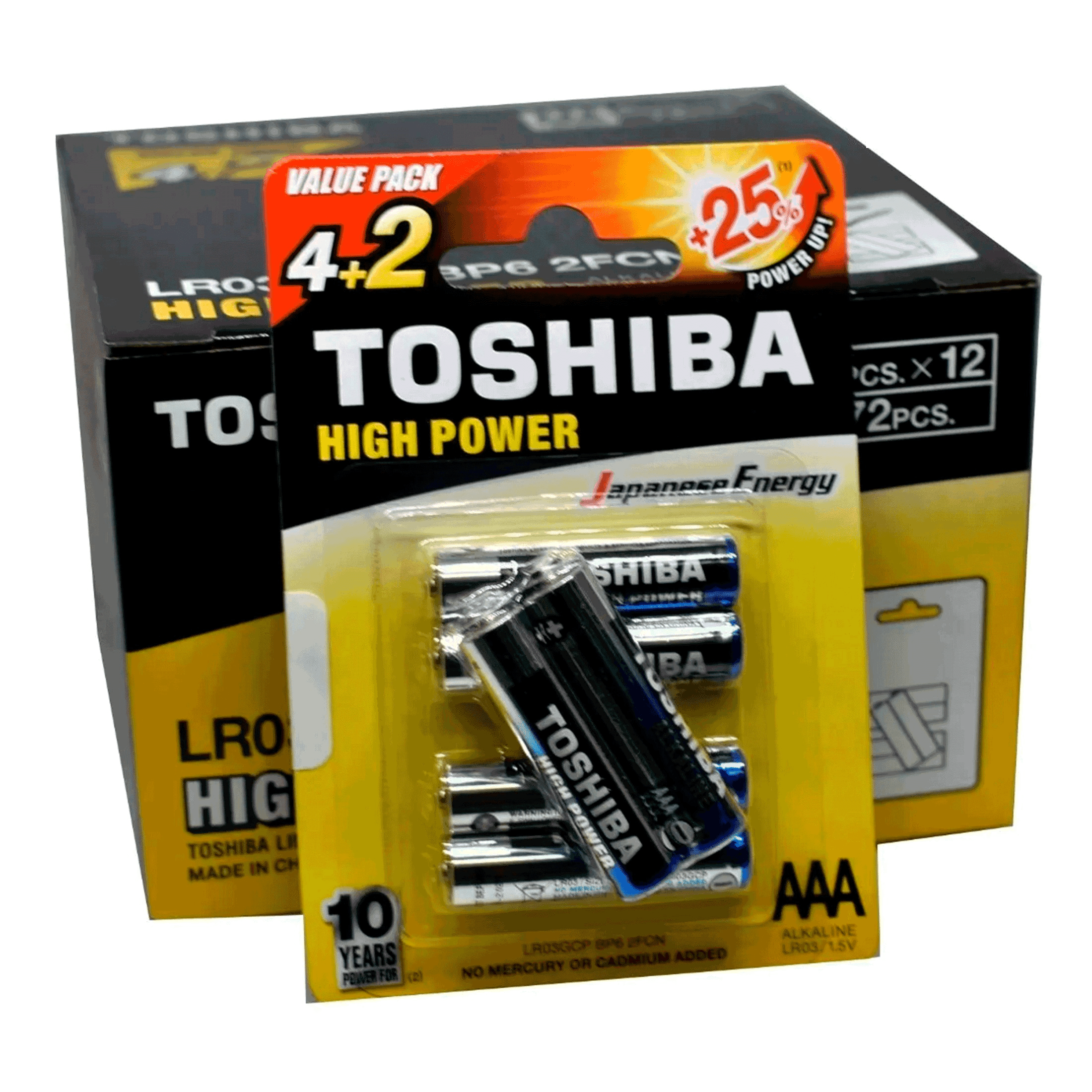 Paquete de 6 Pilas AAA Toshiba Alkalina