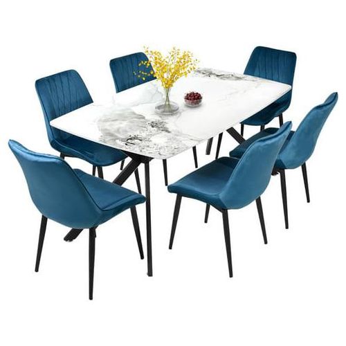 Mesa Comedor 6 Personas Marmol Granito Lujo Premium 162x90x74