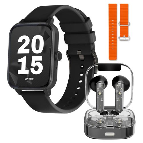 Smartwatch Binden Kulest Kit Reloj Inteligente + Audífonos Negro