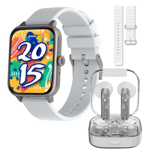 Smartwatch Binden Kulest Kit Reloj Inteligente + Audífonos Blanco