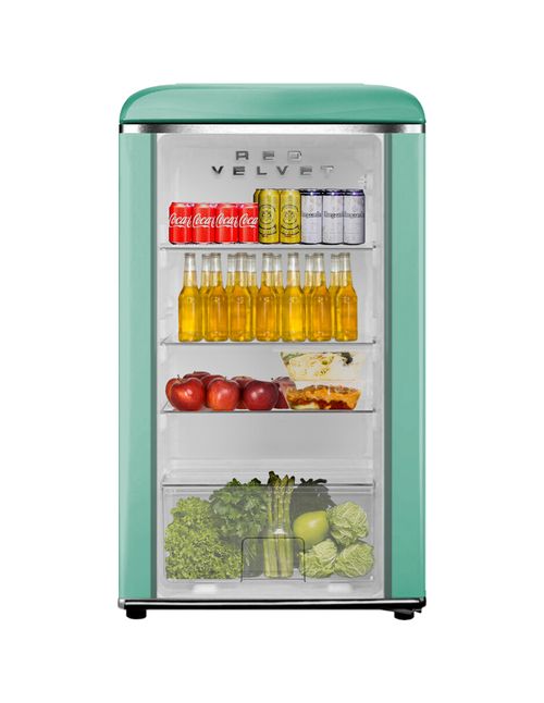 RED VELVET Frigobar Refrigerador Puerta Cristal Retro 95 L 3.3 Ft Mint