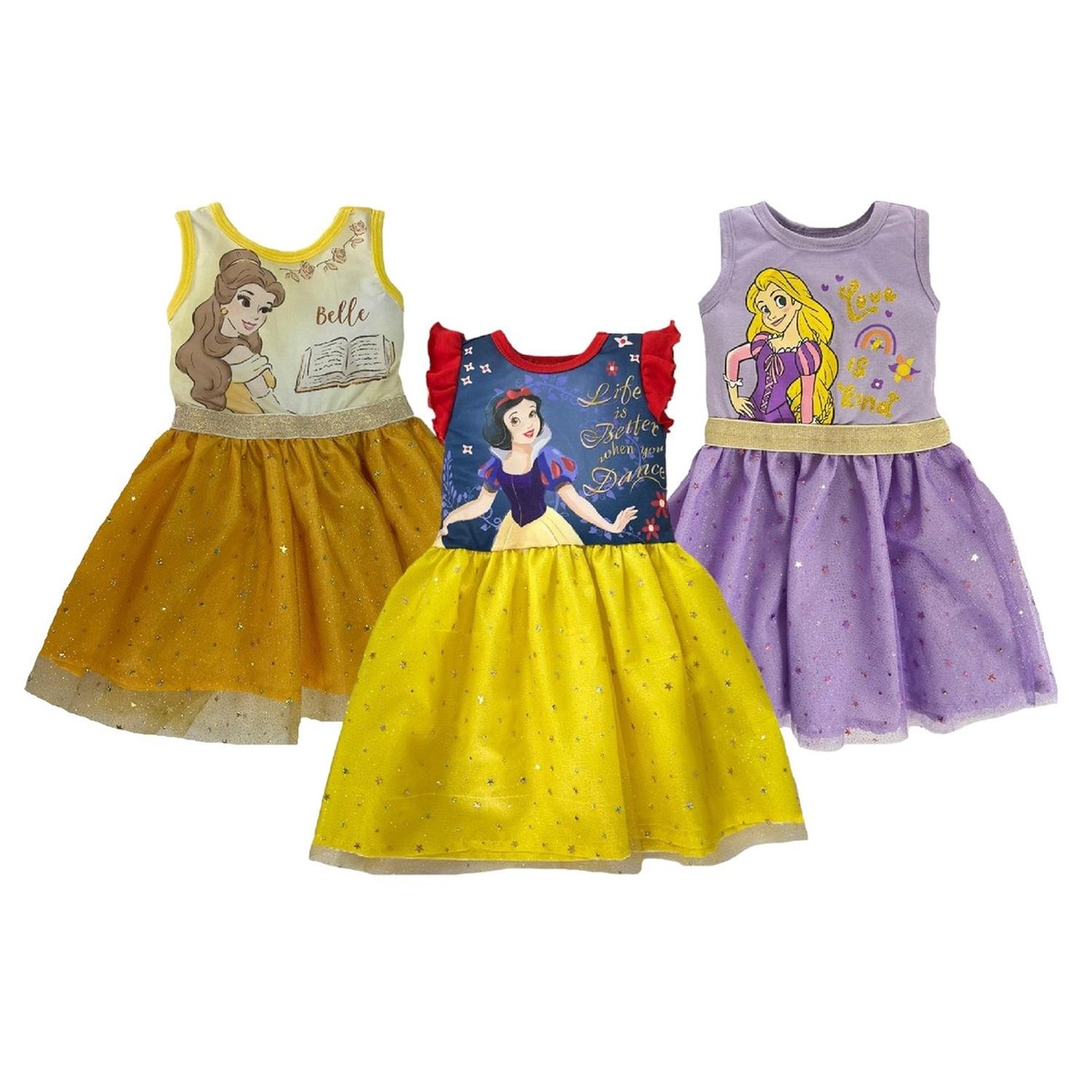 Kit 3 Vestidos Disney Bella, Blanca Nieves, Rapunzel Multicolor