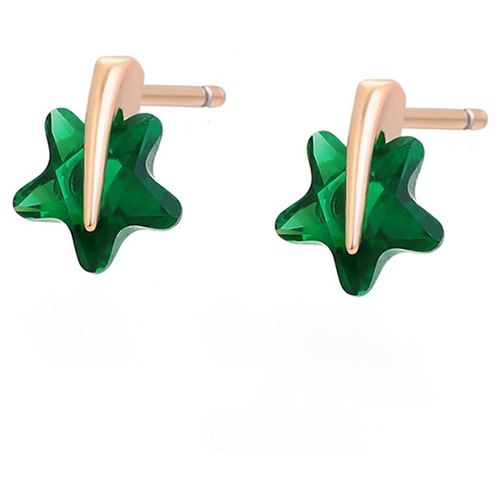 Aretes Broquel Estrella Esmeralda Adulto Niña Oro Laminado Dorado