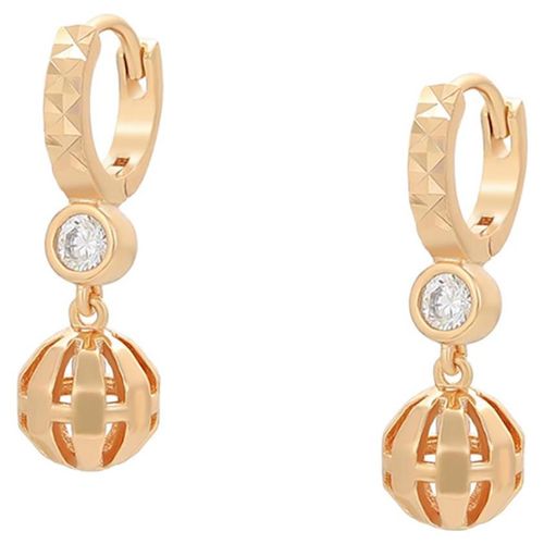 Aretes Bolita Colgante Con Cristal Austriaco Oro 14K Laminado Dorado