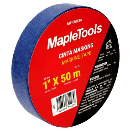 12 CINTAS MASKING TAPE AZUL 1 pulg X 50 MTS MAPLE TOOLS