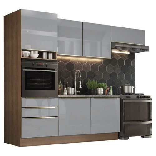 Cocina Integral Completa 260 cm Lux Marrón Gris Madesa 03