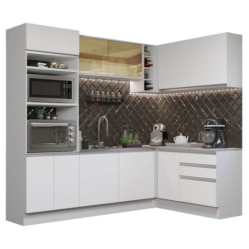 Cocina Integral de Esquina 399cm Glamy Madesa 02 Blanco