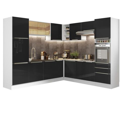 Cocina de Esquinero 546 cm Lux Blanco Negro Madesa 03