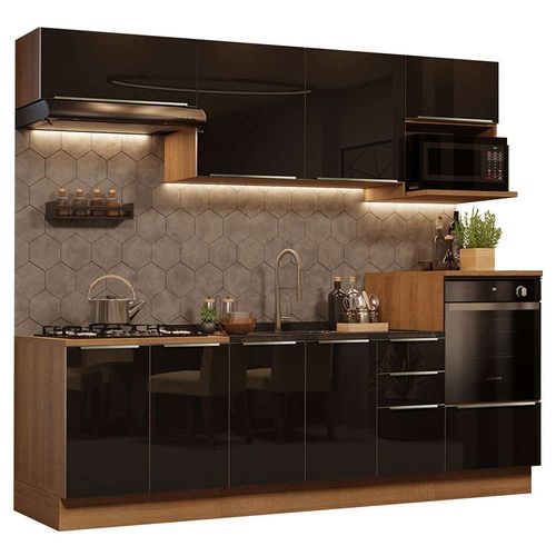 Cocina Integral Completa 260 cm Lux Marrón Negro Madesa 07