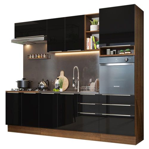 Cocina Integral Completa 260 cm Lux Marrón Negro Madesa 08