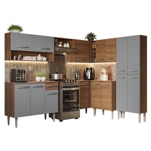 Cocina Integral de Esquina 417 cm Emilly Marrón Gris 02