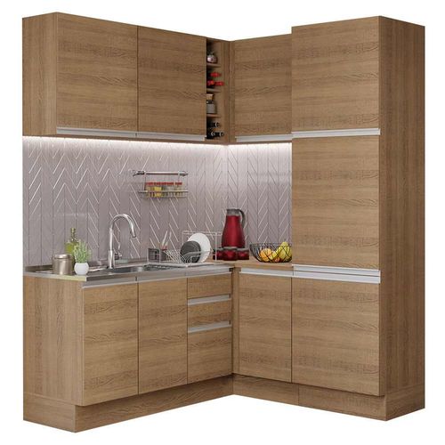 Cocina Integral Esquinera 329cm Glamy Madesa 01 Marron