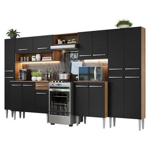 Cocina Integral 325cm Emilly Madesa 02 Marron/Negro