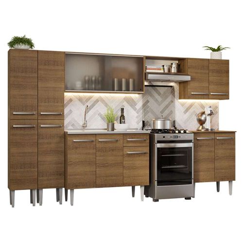 Cocina Integral 293 cm Con Fregadero Emilly Madesa 06 Marron