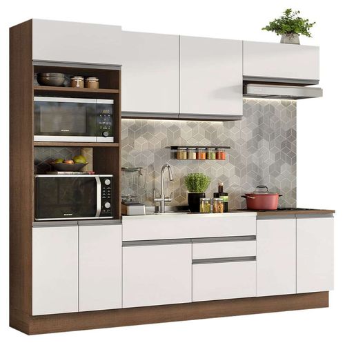 Cocina Integral 270cm Glamy Madesa 13 Marrón/Blanco