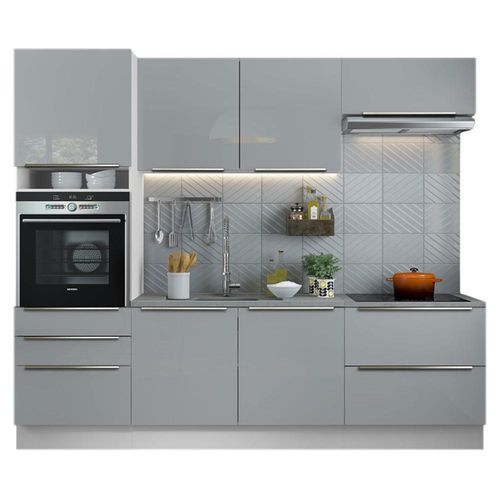 Cocina Integral Completa 260 cm Lux Blanco Gris Madesa 01