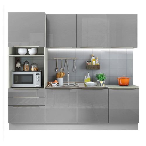 Cocina Integral Completa 240 cm Lux Blanco Gris Madesa 03