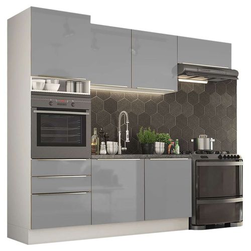 Cocina Integral Completa 260 cm Lux Blanco Gris Madesa 03