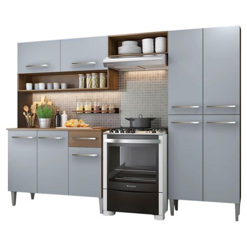 Cocina Integral 229 cm Emilly Pop Marrón Gris Madesa