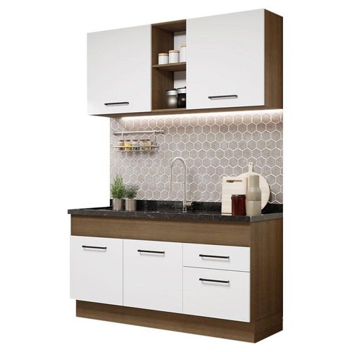 Cocina Integral 150cm Agata Madesa 02 Marron/Blanco