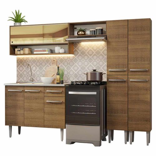 Cocina Integral 229cm Con Fregadero Emilly Madesa 11 Marron