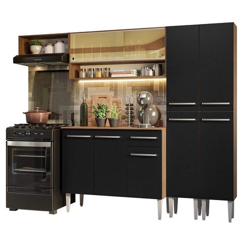 Cocina Integral 229cm Emilly Madesa 07 Marron/Negro