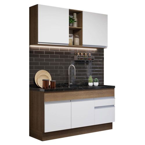 Cocina Integral 150cm Glamy Madesa 02 Marron/Blanco