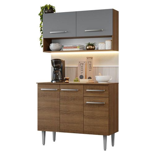 Cocina Compacta 105cm Marrón Gris Emilly Madesa 03