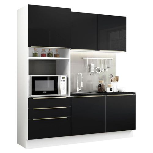 Cocina Compacta 180 cm Lux Blanco Negro Madesa 01