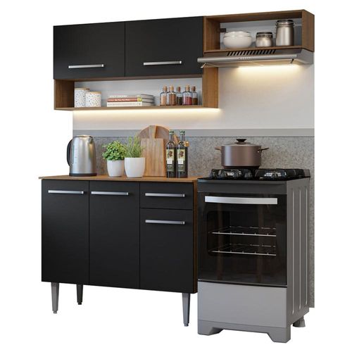 Cocina Compacta 165cm Marrón Negro Emilly Madesa 07