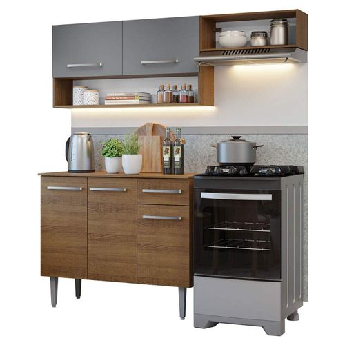 Cocina Compacta 165cm Marrón Gris Emilly Madesa 07