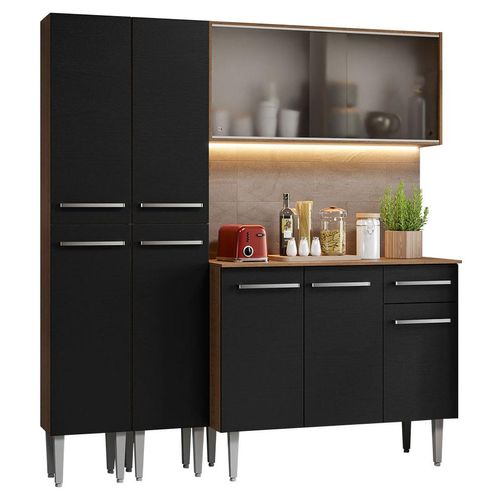 Cocina Compacta 169 cm Emilly Marrón Negro Madesa 10