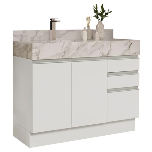 Armario Baño 120cm Madesa 2 Puertas y 3 Cajones Blanco