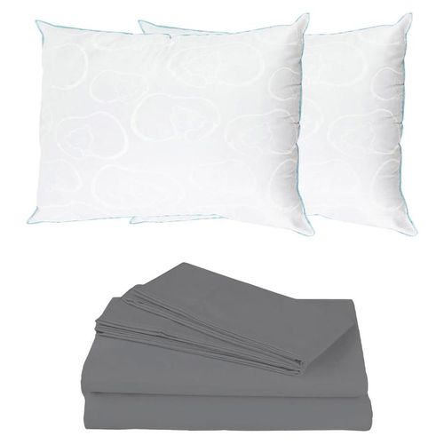 Juego de Sábanas Matrimonial Spring Air Grey + 2 Almohadas Osos CZD