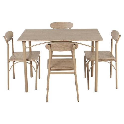 Sillas De Comedor y Mesa Metal Cocina Restaurante Beige