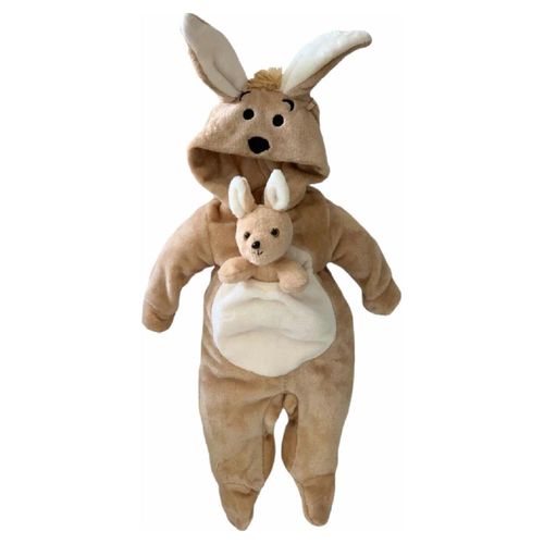 Mameluco Con Gorro Bordado Y Peluche Incluido Beige