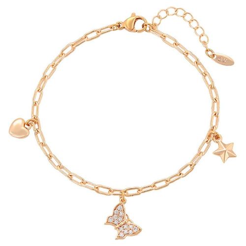 Pulsera Dama Mariposa Cristales Austriacos Oro 18K Laminado Dorado