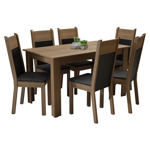 Juego de Comedor Madesa Medelin  6 Sillas Marrón Negro Negro