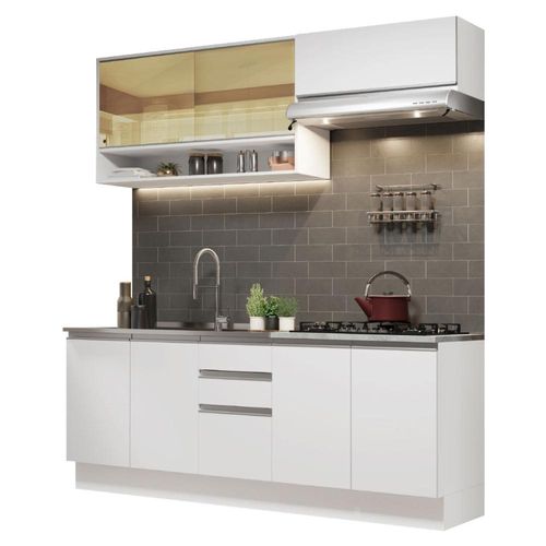 Cocina Integral con Tarja 200cm Glamy Madesa 09 Blanco