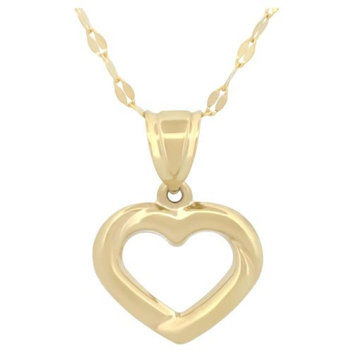 Cadena Con Dije Corazón Contorno 1.3 cm Oro Sólido 10k