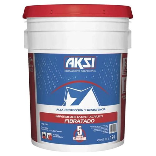 Impermeabilizante Fibratado Aksi Cubeta 19 L Rojo 0.5 - 0.75 L x m2