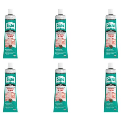 PACK 6 SILICON USO GENERAL TRANSPARENTE 70ML HENKEL