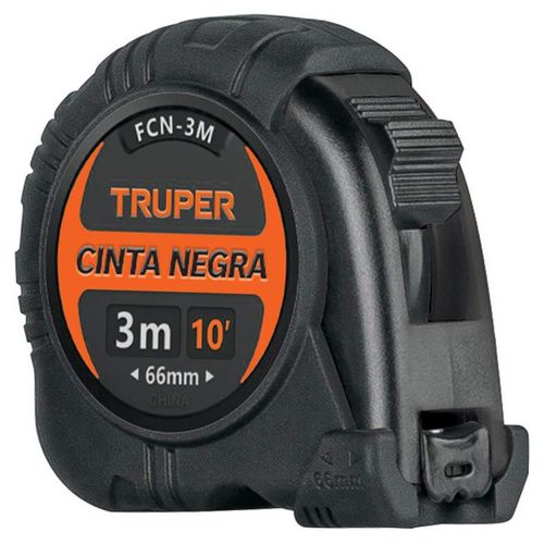 Flexómetro contra impactos 3 m, Cinta Negra 13 mm, Truper