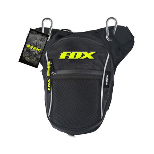 Cangurera Lateral Fox Lifestyle Negro con Amarillo