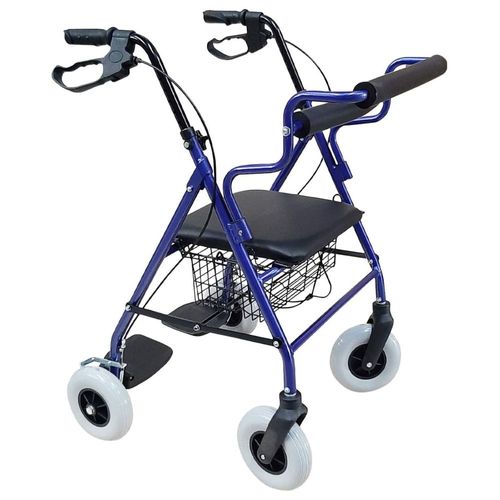 Andadera Rollator Hibrida De Aluminio Silla De Traslado Azul Eko