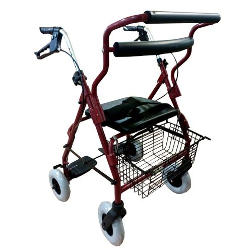 Andadera Rollator Hibrida De Aluminio Silla De Traslado Roja Eko