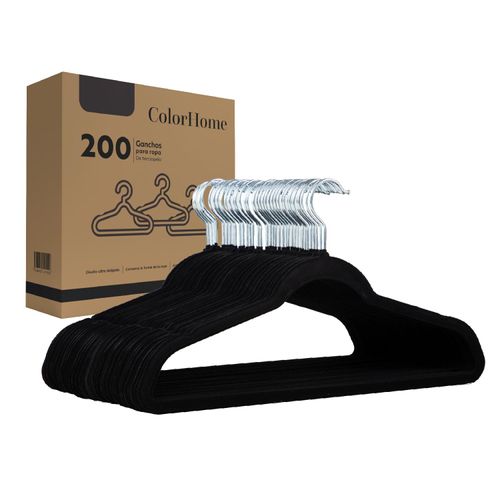 Set 200 Ganchos Para Ropa Terciopelo Percha Antideslizante