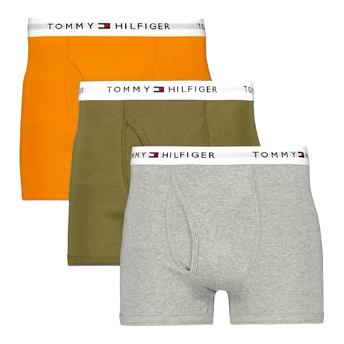 BOXER TRUNK TOMMY HILFIGER 3 PACK ALGODON NARANJA/VERDE OSCURO/GRIS