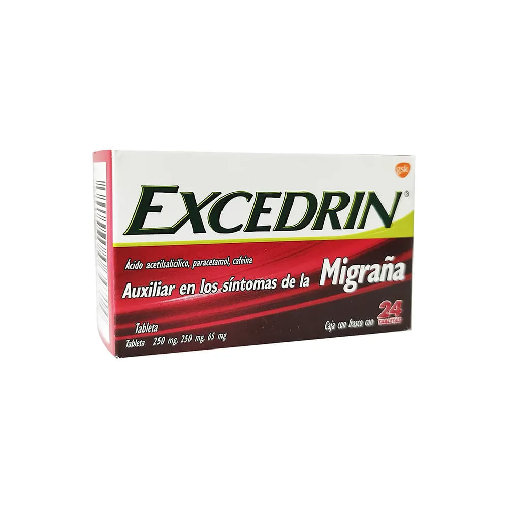 EXCEDRIN AC ACETILSALICILICO-PARACETAMOL-CAFEINA 250/250/65 mg Tableta